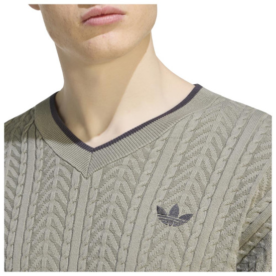 Adidas Ανδρική πλεκτή μπλούζα Firebird Cable Knit V-Neck Sweatshirt
